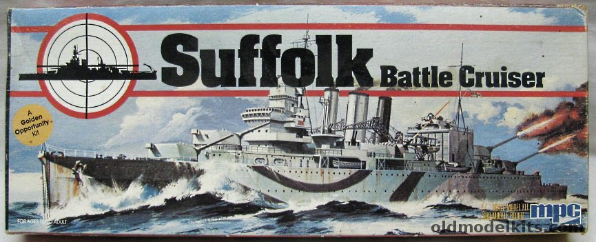 MPC 1/600 HMS Suffolk Heavy Cruiser - ex-Airfix - (Hunt for the Bismarck), 1-5001 plastic model kit